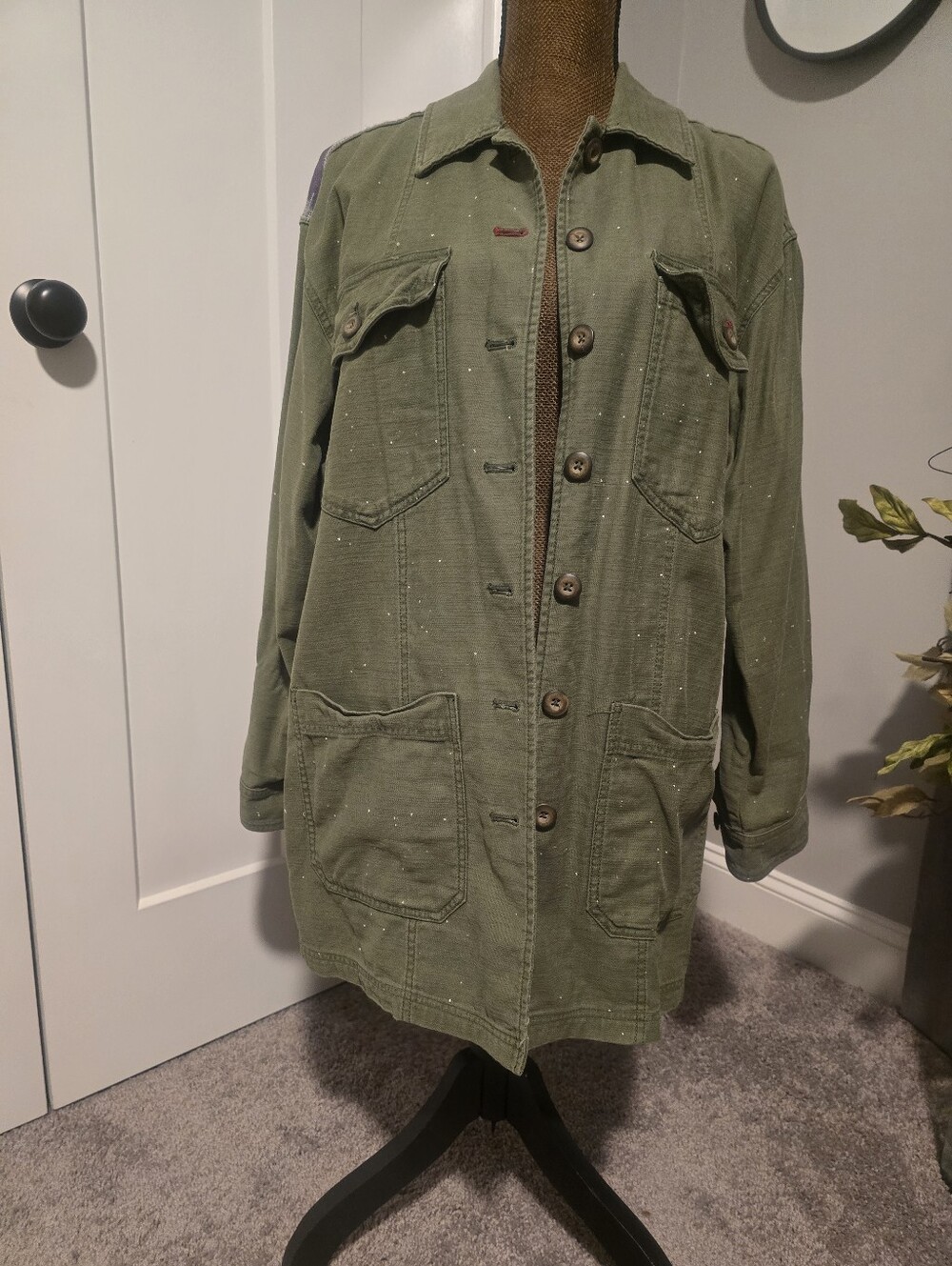 We The Free Olive Utility Jacket with Patch Pockets